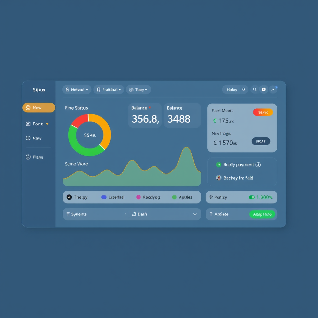 Digital dashboard showing fine status interface with payment tracking and balance information