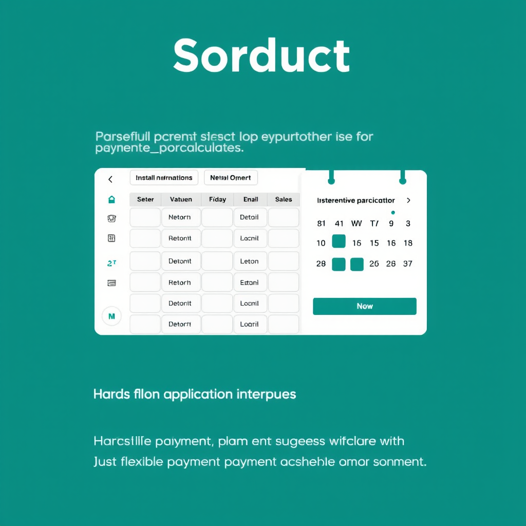 Interactive payment plan calculator showing installment options, calendar scheduling interface, and hardship application form with flexible payment arrangements