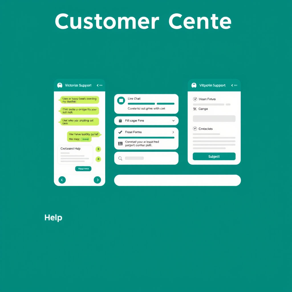 Customer support center with live chat interface, FAQ section, contact forms, and help documentation for Victorian fines assistance